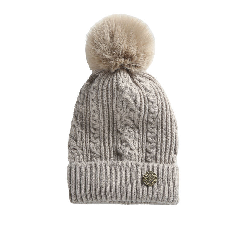 Celtic Weave Supersoft Bobble Hat Beige